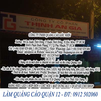 Làm bảng hiệu Cty An Thịnh Gia quận 12