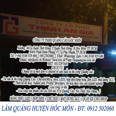 Bảng giá làm bảng hiệu huyện Hóc Môn